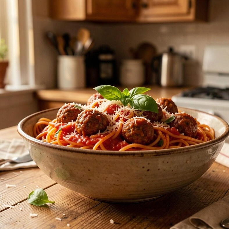 Meatballs Illustrative photo of spaghetti and meatballs in a bowl